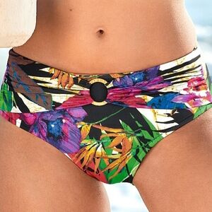 VENUS Black Tropical Floral Bikini Bottom